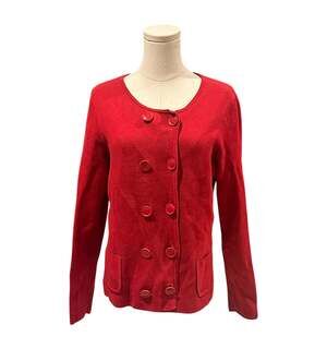 Banana Republic Red Double-Breasted Cotton Cashmere Knit Sweater Jacket